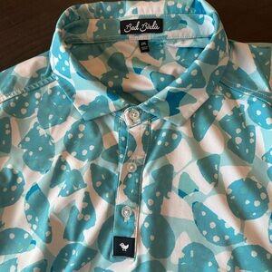Bad Birdie Aqua and White Patterned Polo